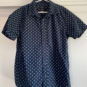 Dark blue paisley RVCA button down boys size s